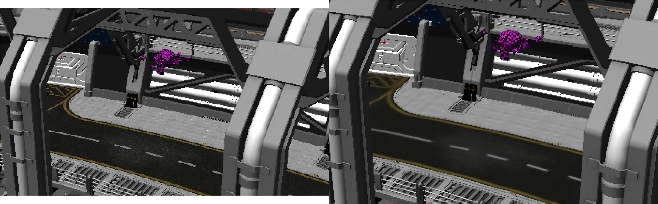 Engine before and after generating mipmaps for textures